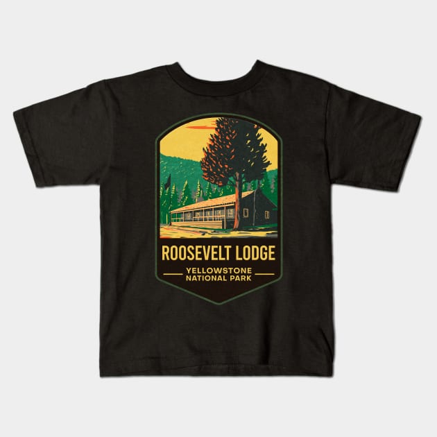 Roosevelt Lodge Yellowstone National Park Kids T-Shirt by JordanHolmes